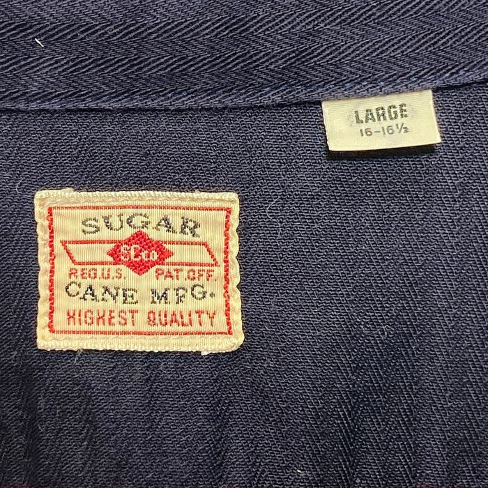SUGAR CANE シュガーケーン ヘリンボーン ワークシャツ 半袖 ネイビー Size L 瑞穂店