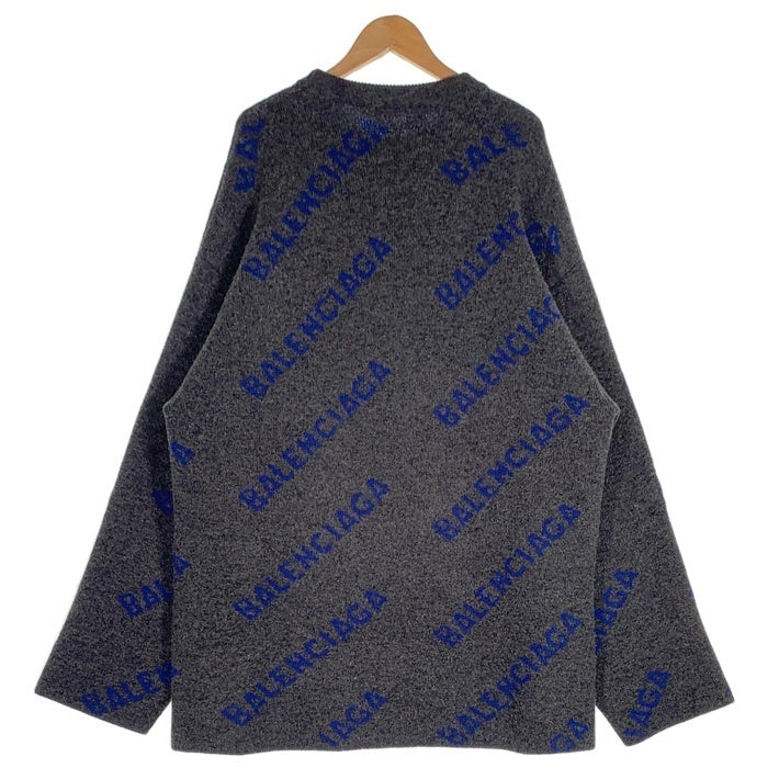 BALENCIAGA バレンシアガ 20AW ALL OVER LOGO CREWNECK クルーネック ニット セーター グレー 623283 T1567 Size M 福生店