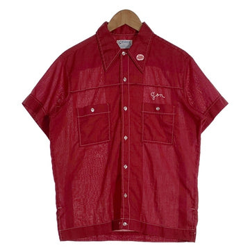 70's Hilton ヒルトン ボーリングシャツ 半袖 ボルドー USA製 Size M 福生店