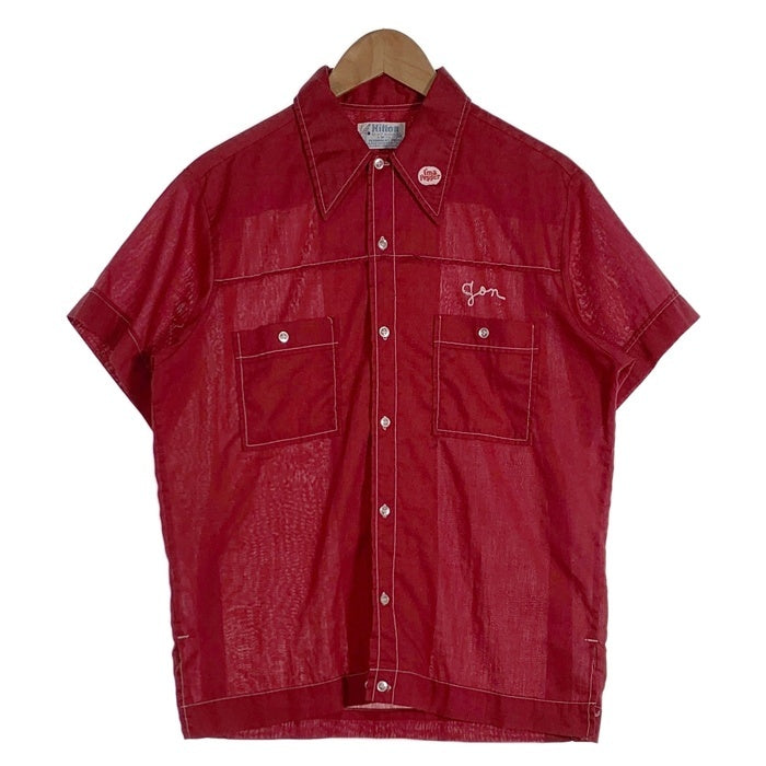 70's Hilton ヒルトン ボーリングシャツ 半袖 ボルドー USA製 Size M 福生店