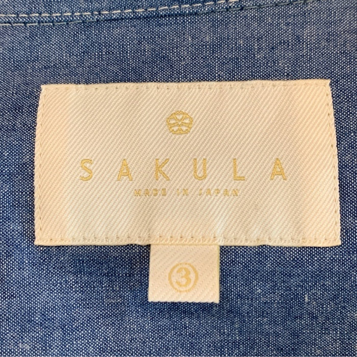 SAKULA サクラ BIG WORK SHIRTS ビッグワークシャツ シャンブレー ガチャポケ ブルー Size 3 福生店