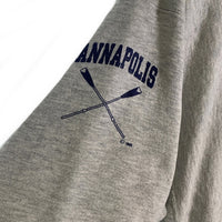 90's Champion チャンピオン REVERSE WEAVE ANNAPOLIS リバースウィーブ ワッペン 袖プリント クルーネックスウェットトレーナー グレー USA製 トリコ刺繡 Size XL 福生店