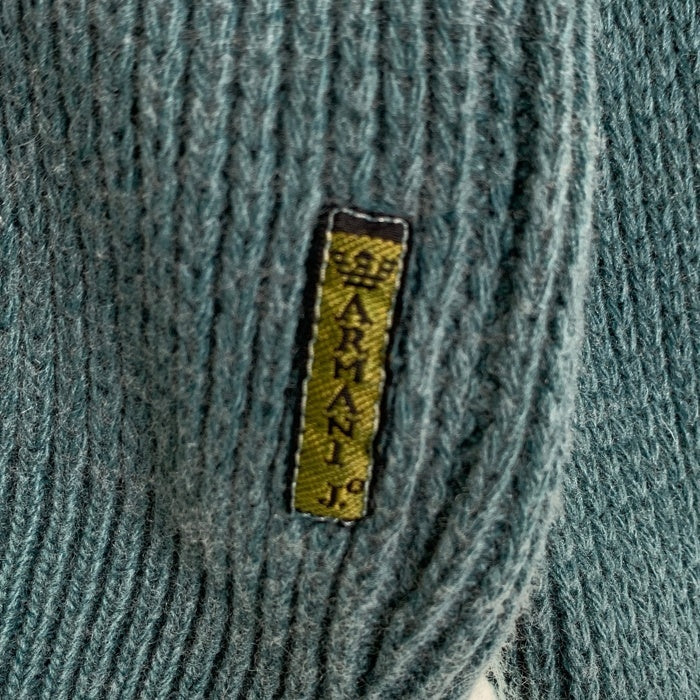 ARMANI JEANS アルマーニジーンズ ウール ポリエステル ケーブルニットセーター クルーネック ラグラン グリーン イタリア製 Size L 福生店