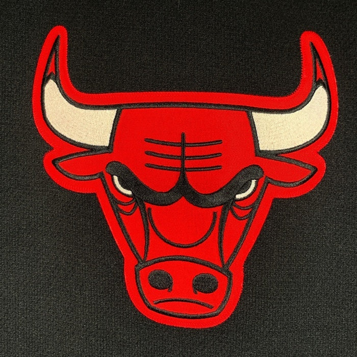 90's~ NIKE ナイキ NBA CHICAGO BULLS シカゴ・ブルズ ゲーム フットボールシャツ ジャージ プルオーバー ブラック ワッペン 刺繡 Size L 福生店