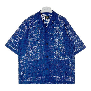 Needles ニードルズ Cabana Shirt カバナシャツ C Pe R Lace Cloth FLOWER フラワーレース 半袖 ブルー MR252 Size L 瑞穂店