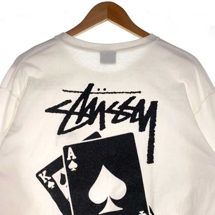 STUSSY ステューシー トランプ プリント 長袖 Tシャツ ロンT ホワイト Size L 福生店