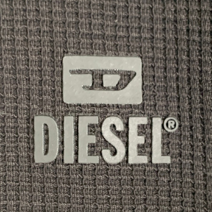 DIESEL ディーゼル S-PEWTER ラバーロゴパッチ ワッフル ロングスリーブカットソー ブラック Size M 福生店