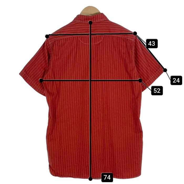 SUGAR CANE シュガーケーン ウォバッシュストライプ ワークシャツ 半袖 レッド SC38452 Size M 福生店