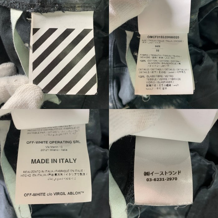 OFF-WHITE オフホワイト タイダイ染め リップストップ カーゴパンツ 裾ラインストーン ブラック OMCF015S20H86020 Size 32 福生店