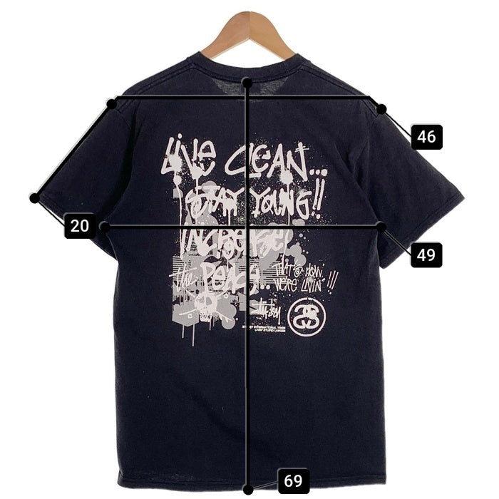 00's STUSSY ステューシー 半袖 Tシャツ ブラック ホワイト メキシコ製 Size M 福生店