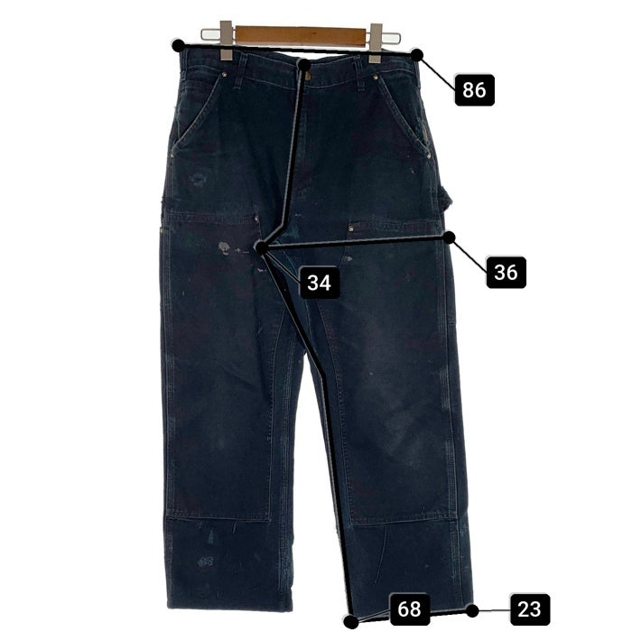 【USA製】Carhartt ダブルニー ダック ペインターパンツ 32×30 Carhartt カーハート ダック ダブルニーペインターパンツ ブラック