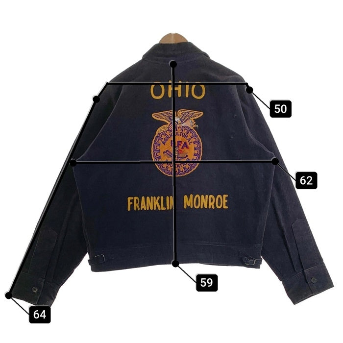 NATIONAL FFA ファーマーズ コーデュロイジャケット アメリカ国立農業大学 オハイオ州 チェーンステッチ ネイビー Size 44 福生店