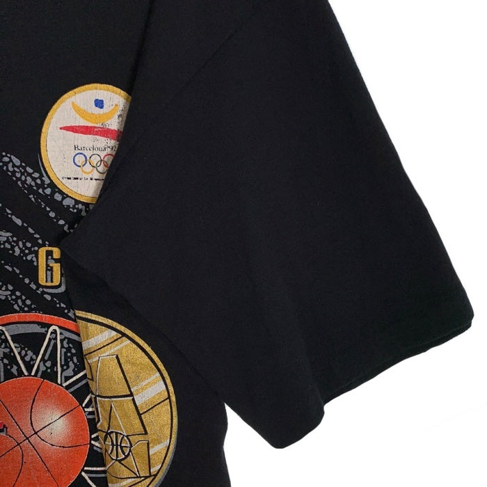 90's 1992 USA BASKETBALL バスケットボール バルセロナオリンピック 両面プリント Tシャツ 金メダル ブラック SALEM Size XXL 福生店