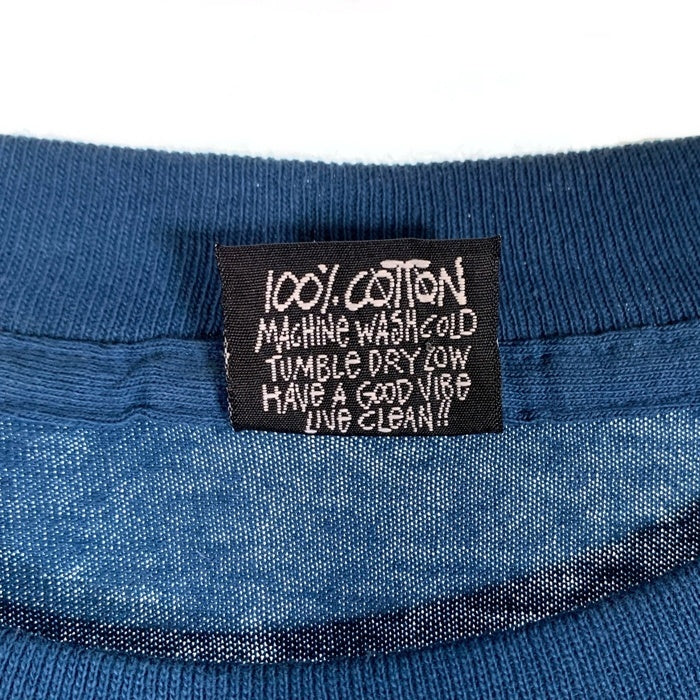 80's STUSSY ステューシー ロゴ サーフマン 半袖 Tシャツ ブルー USA製 Size XL 福生店