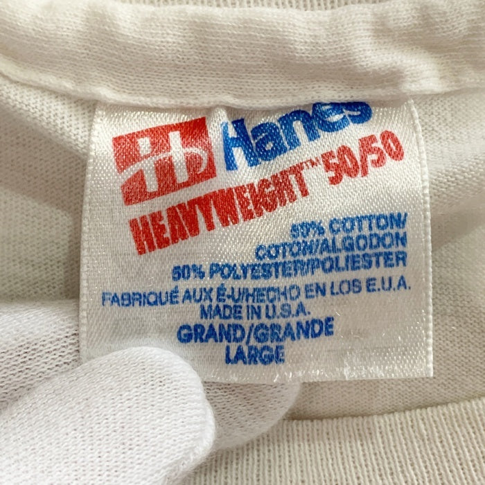 90's Hanes ヘインズ 音符プリント Tシャツ ホワイト オールド Size L 福生店