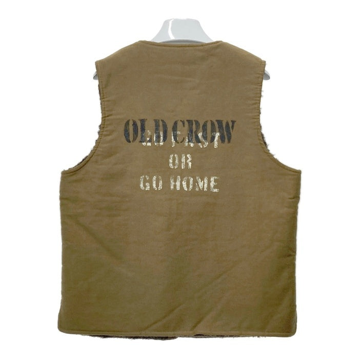 OLD CROW オールドクロウ ジャングルクロス デッキベスト ジップアップ カーキ ステンシル サンプル品 Size M 相当 瑞穂店