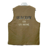 OLD CROW オールドクロウ ジャングルクロス デッキベスト ジップアップ カーキ ステンシル サンプル品 Size M 相当 瑞穂店