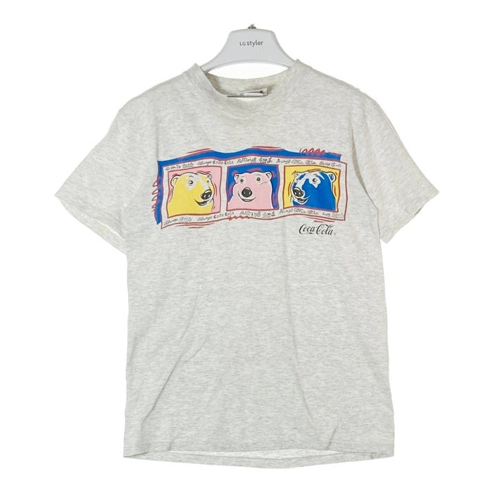 Coca Cola コカコーラ 90s USA製 白クマ ベアー Tシャツ 杢グレー sizeM 瑞穂店