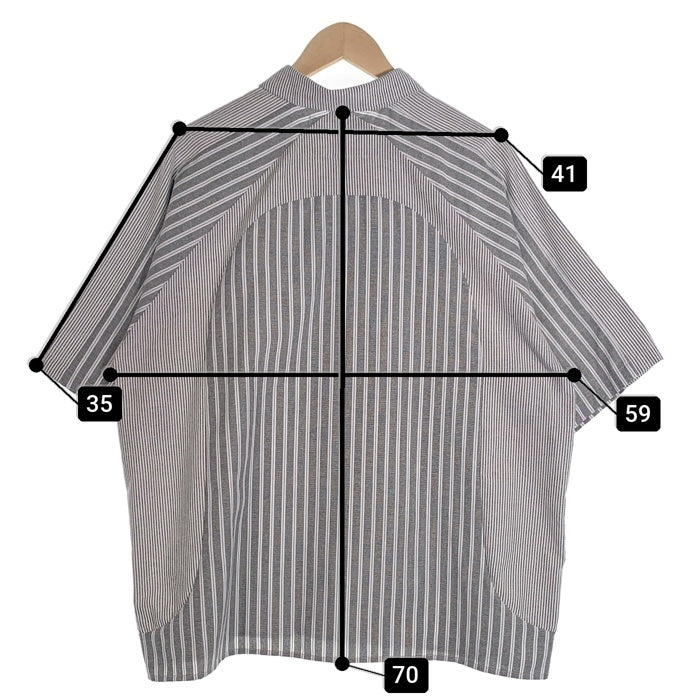 BRIGADE ストライプ ショートスリーブシャツ 半袖 ホワイト グレー Size M 福生店