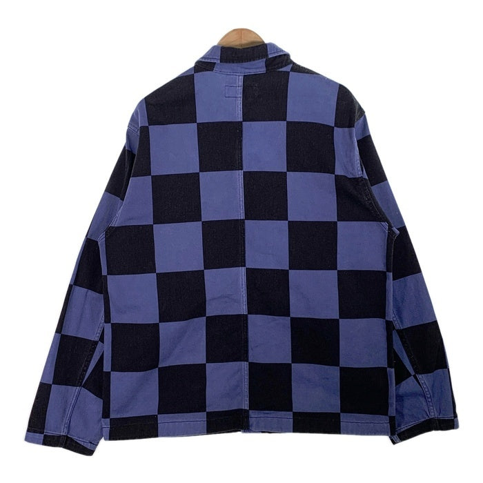 STUSSY ステューシー WORK GEAR Big Ol Check Chore Coat チェック チョアコート カバーオール ブラック ブルー 115573 Size L 福生店