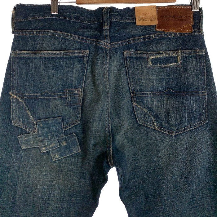 DENIM&SUPPLY RALPH LAUREN デニムアンドサプライ ラルフローレン SLIM スリムテーパードデニムパンツ ダメージリペア加工 インディゴ Size 34×30 福生店