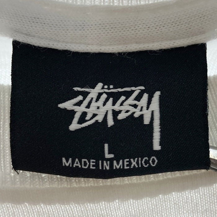 STUSSY ステューシー シャドーマン 千鳥柄 ビッグプリント Tシャツ ホワイト sizeL 瑞穂店