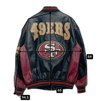 G-Ⅲ AND Carl Banks ジースリーアンドカールバンクス San Francisco 49ERS 刺繍 レザーブルゾン ブラック×レッド sizeL 瑞穂店