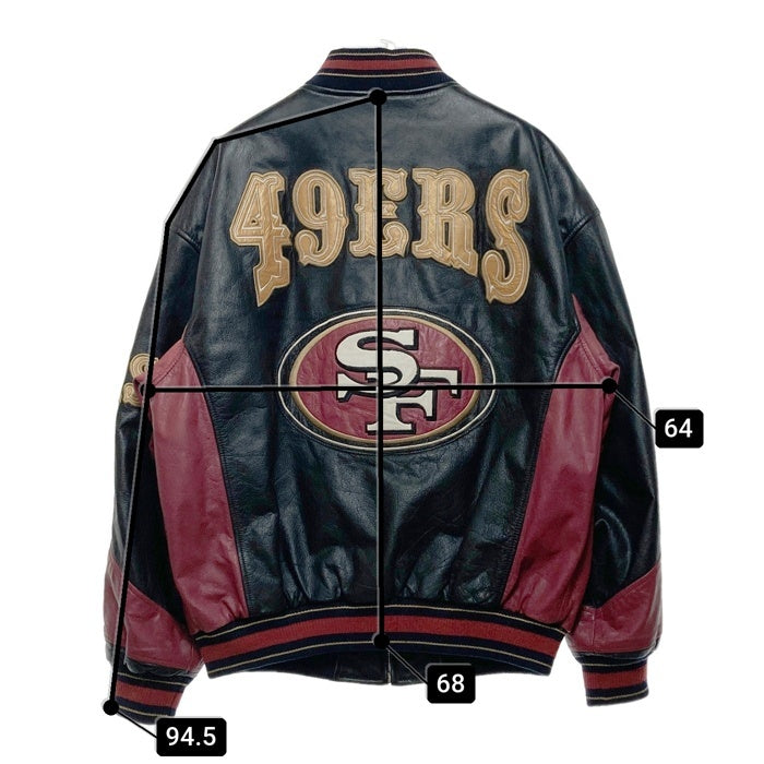 G-Ⅲ AND Carl Banks ジースリーアンドカールバンクス San Francisco 49ERS 刺繍 レザーブルゾン ブラック×レッド sizeL 瑞穂店