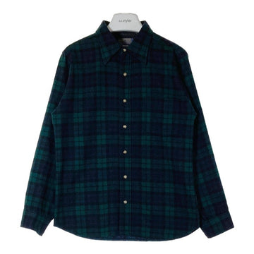 PENDLETON ペンドルトン 70's USA製 ウールシャツ 片ポケット グリーンxブラック sizeL 瑞穂店