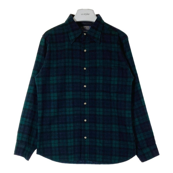 PENDLETON ペンドルトン 70's USA製 ウールシャツ 片ポケット グリーンxブラック sizeL 瑞穂店