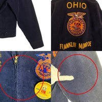 NATIONAL FFA ファーマーズ コーデュロイジャケット アメリカ国立農業大学 オハイオ州 チェーンステッチ ネイビー Size 44 福生店