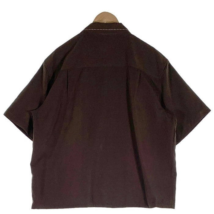 00's HUNT CLUB ハントクラブ オープンカラーストライプシャツ 半袖 ポリエステル ブラウン Size L 福生店