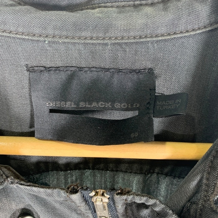 DIESEL BLACK GOLD ディーゼルブラックゴールド リヨセル USED加工 長袖シャツ ボタン ファスナー ブラック Size 50 福生店
