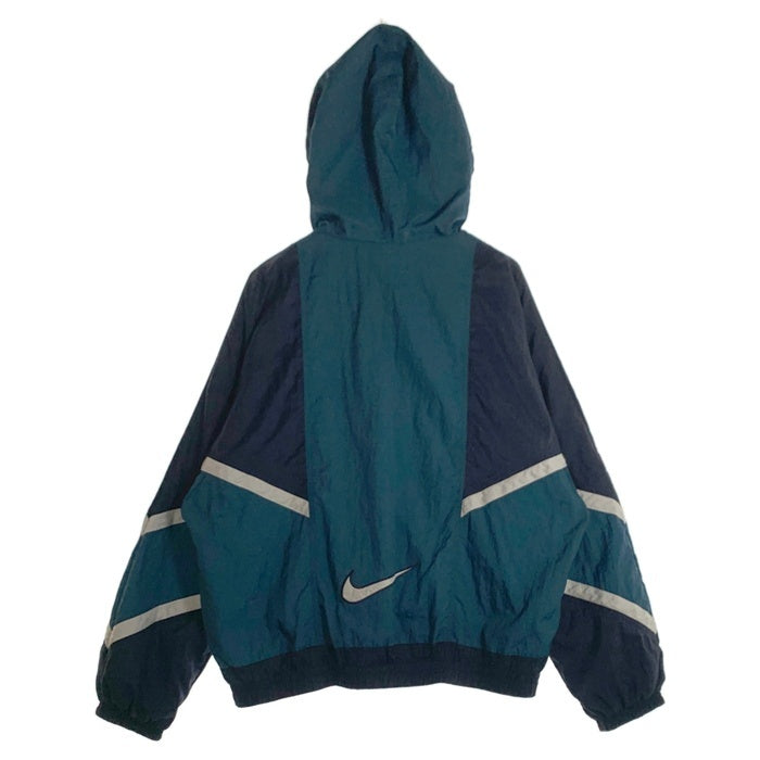 00's NIKE ナイキ ジップアップ ナイロンジャケット ネイビー グリーン 刺繡 Size L 福生店