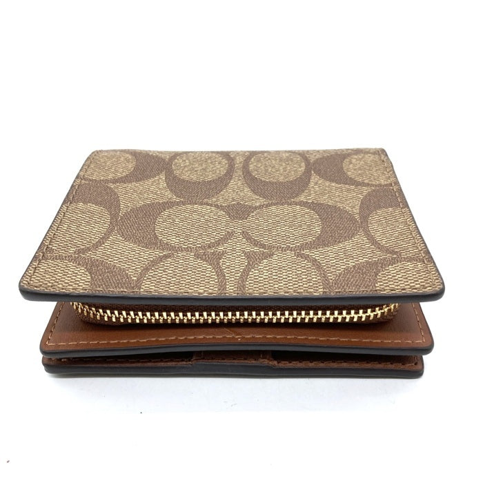 COACH コーチ C3309 シグネチャーキャンバス スナップウォレット 二つ折り財布 ブラウン 瑞穂店