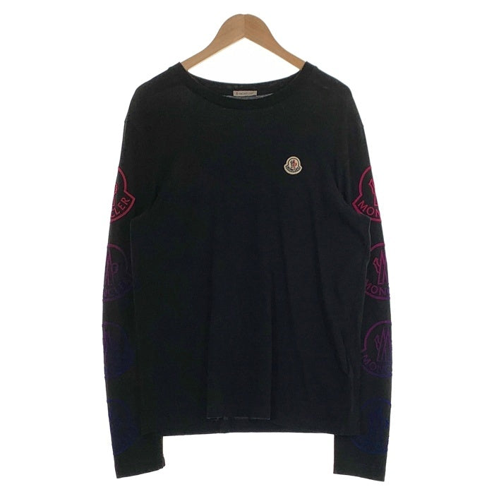 MONCLER モンクレール LS T-SHIRT 袖ロゴ ロンT ロングスリーブ 長袖 Tシャツ ブラック 38938625EGFC Size S 福生店