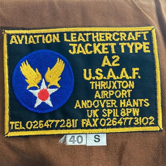 AVIATION LEATHERCRAFT アビエーションレザークラフト A-2 レザージャケット ブラウン size40 瑞穂店