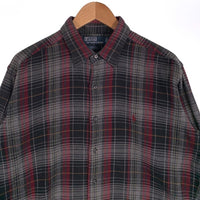 90's Polo by Ralph Lauren ポロ バイ ラルフローレン MARLOWE 長袖 フランネルシャツ シャドーチェック チャコール バーガンディー Size L 福生店