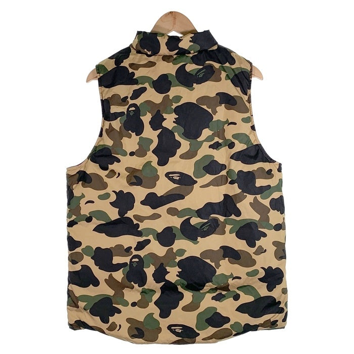A BATHING APE アベイシングエイプ ナイロン リバーシブルダウンベスト カモフラージュ パープル 001LJ0801019X Size L 福生店