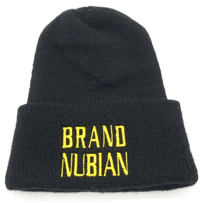 90's BRAND NUBIAN ブランド・ヌビアン IN GOD WE TRUST 刺繡 ビーニーキャップ ブラック HIP HOP 福生店
