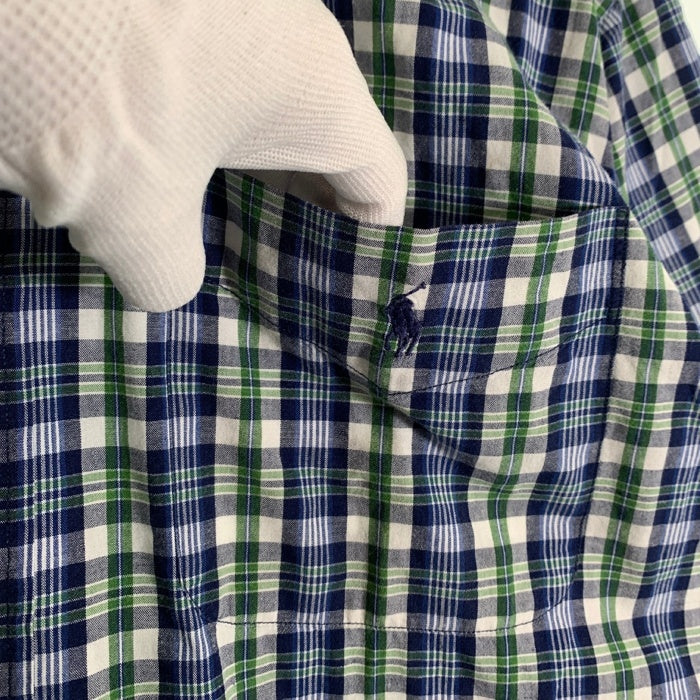 Ralph Lauren ラルフローレン BLAIRE ボタンダウン 半袖チェックシャツ ブルー Size M 福生店