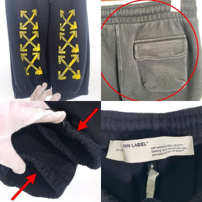 OFF-WHITE オフホワイト クロスアロー プリント スウェット パンツ ブラック OMCH026F19E30010 Size S 福生店