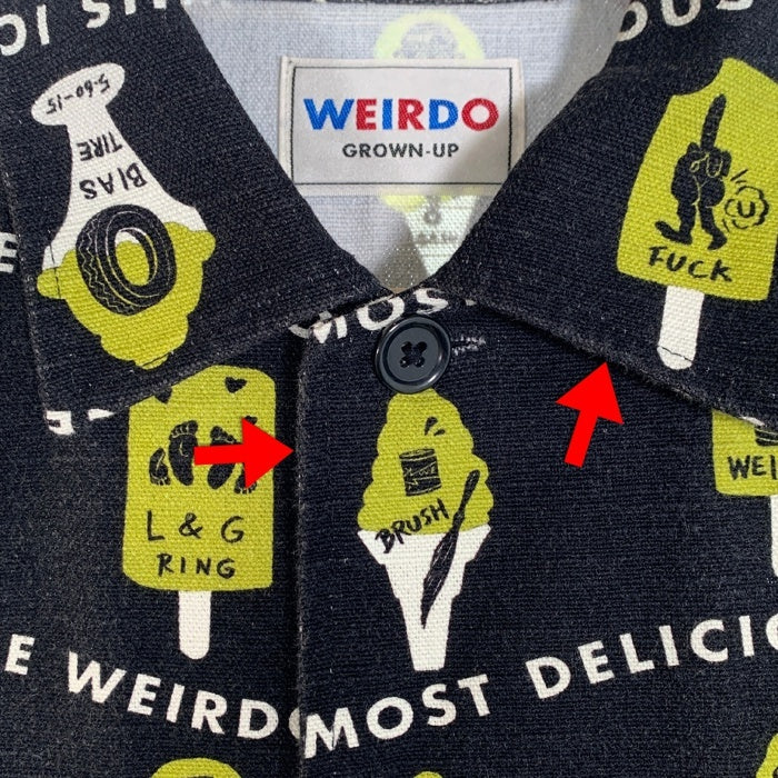 WEIRDO ウィアード 18SS ICE MANIA 総柄 半袖シャツ ブラック WRD-18-SS-26 Size L 福生店