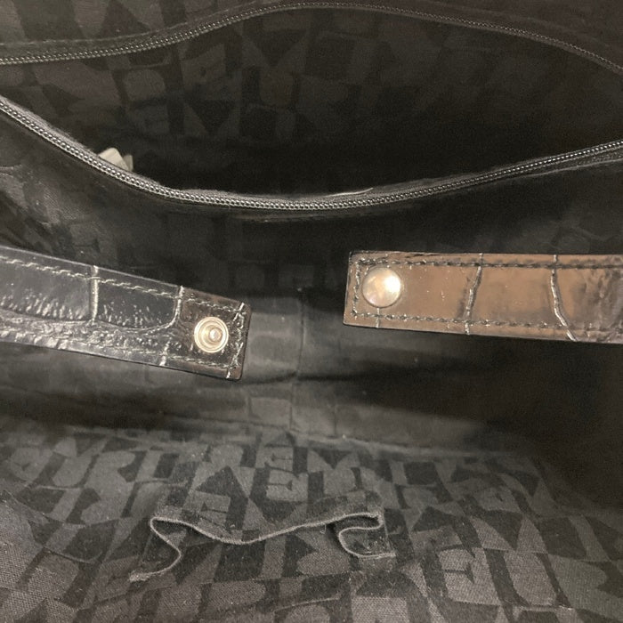 FURLA フルラ トートバッグ クロコ型押しハンドバッグ 保存袋付 ブラック 瑞穂店