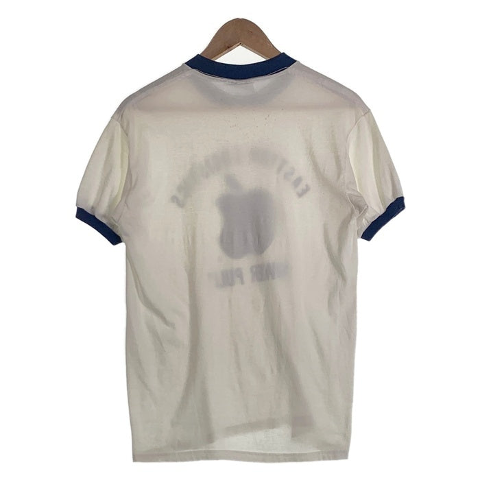 80-90's EASTERN LOGISTICS POWER PULL プリント リンガーTシャツ ホワイト ネイビー USA製 Size L 福生店
