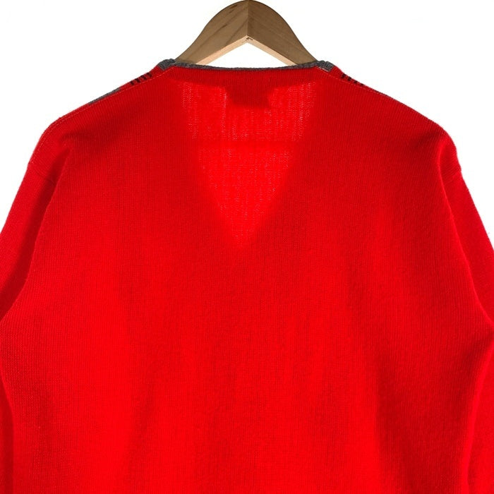 60's Pennleigh ペンリー ストライプ アクリルニットカーディガン レッド グレー Size M 福生店