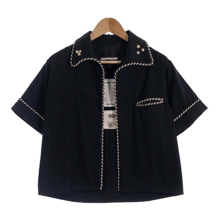 KODY PHILLIPS コディフィリップス LASSO SHIRT コットン 装飾 半袖シャツ ブラック Size S 福生店