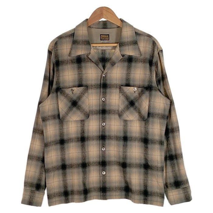 TENDERLOIN テンダーロイン 08AW T-WOOL SHIRT オンブレチェック オープンカラー ウールシャツ ベージュ Size M 福生店