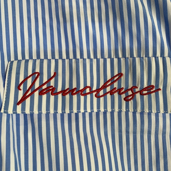 VAUCLUSE STUDIOS Striped Signature Short Sleeve Shirt ストライプシャツ 半袖 ライトブルー Size M 福生店
