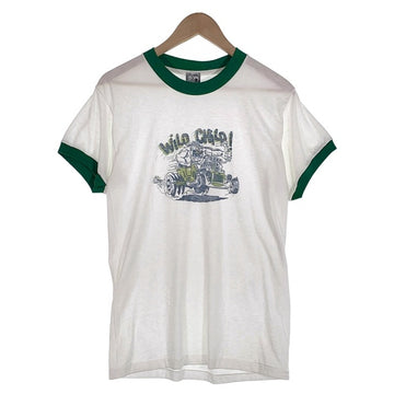 90's Ten STRIKE テンストライク WILD CHiLD ! Ringer T Shirts 半袖 リンガー Tシャツ ホワイト グリーン Size L 福生店